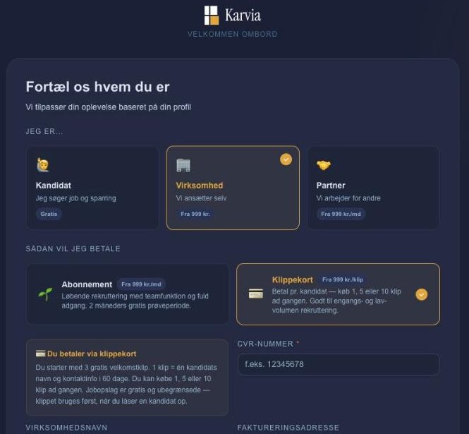 Vælger I klippekort, starter I med gratis velkomstklip i stedet for en prøveperiode.