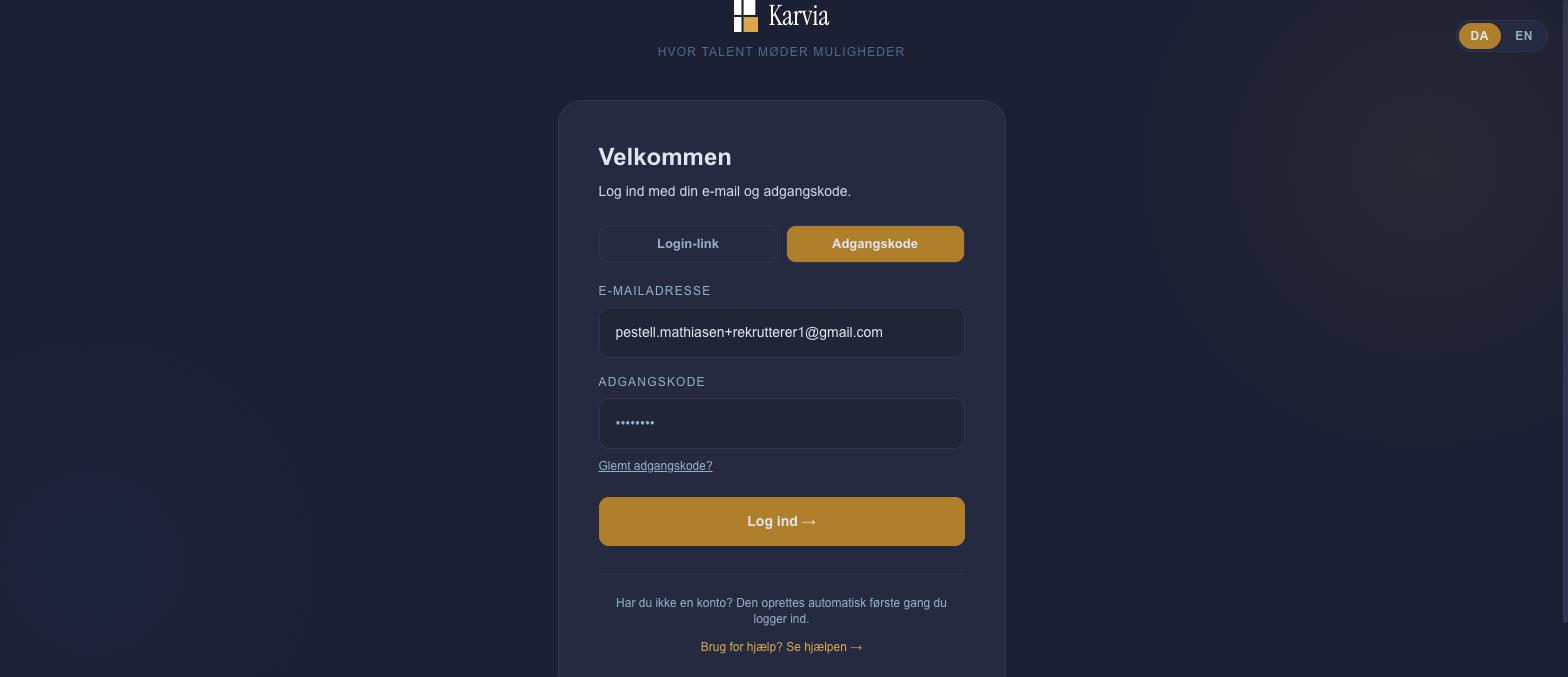 Har du sat en adgangskode, logger du hurtigt ind med e-mail + kode.